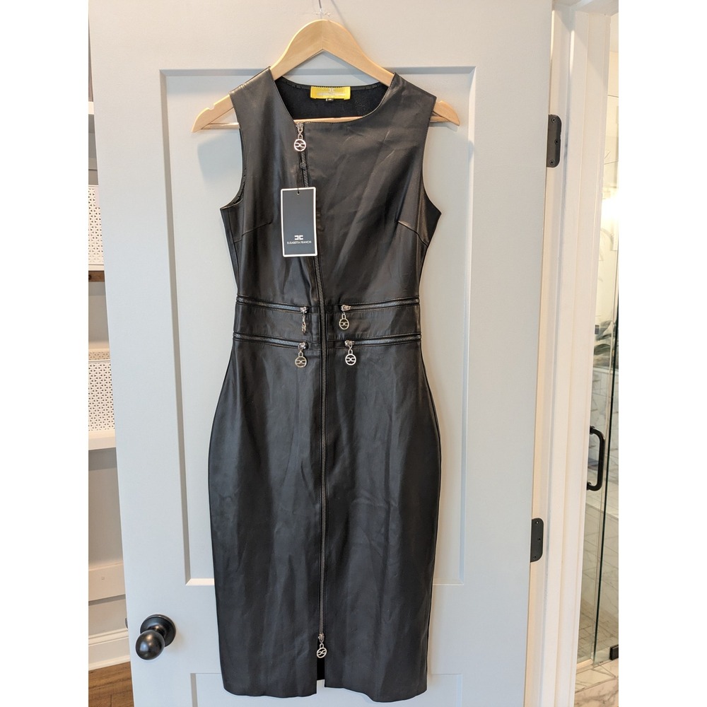 Elisabetta Franchi Gold Label Black‎ Midi Dress Zipper Detail Size 36 READ